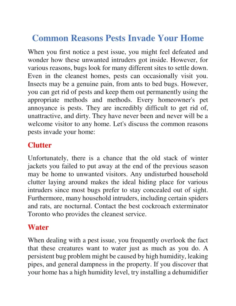 Common reasons pests invade Chamblee homes